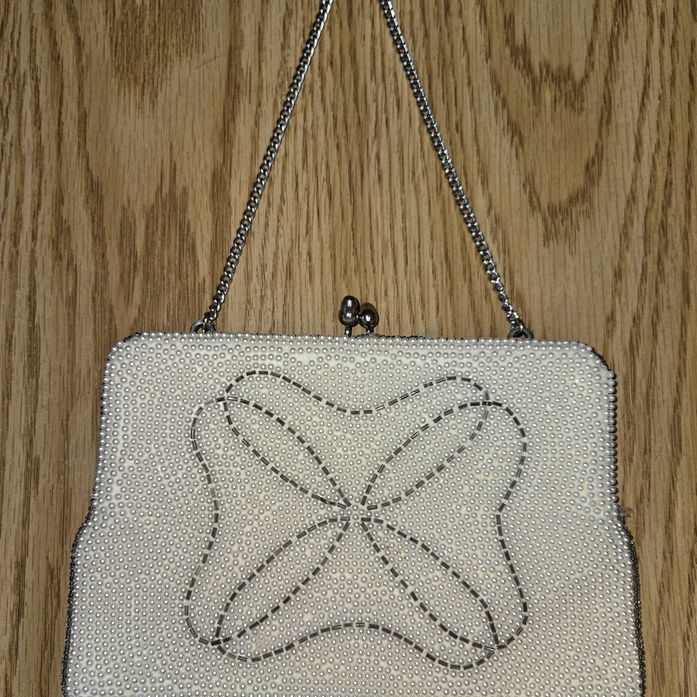 Vintage White Beaded Evening Bag